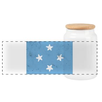 Flagge von Mikronesien - Panorama Keksdose mit Holzdeckel - Weiß - Vorne