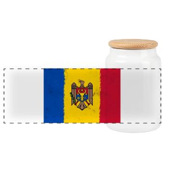 Flag of Moldova - Panoramic Cookie Jar with Wooden Lid - white - Front