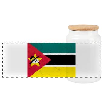 Flag of Mozambique - Panoramic Cookie Jar with Wooden Lid - white - Front