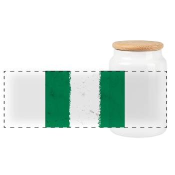 Flag of Nigeria - Panoramic Cookie Jar with Wooden Lid - white - Front