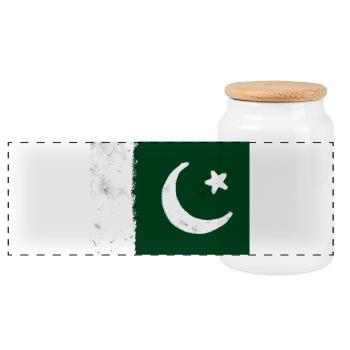Flag of Pakistan - Panoramic Cookie Jar with Wooden Lid - white - Front