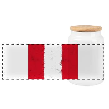 Flagge von Peru - Panorama Keksdose mit Holzdeckel - Weiß - Vorne