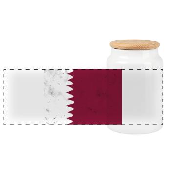 Flag of Qatar - Panoramic Cookie Jar with Wooden Lid - white - Front