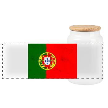 Flagge von Portugal - Panorama Keksdose mit Holzdeckel - Weiß - Vorne