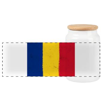 Flag of Romania - Panoramic Cookie Jar with Wooden Lid - white - Front
