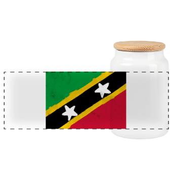 Flag of Saint Kitts and Nevis - Panoramic Cookie Jar with Wooden Lid - white - Front