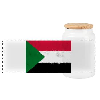 Flag of Sudan - Panoramic Cookie Jar with Wooden Lid - white - Front