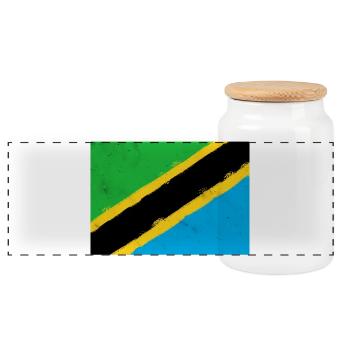 Flagge von Tansania - Panorama Keksdose mit Holzdeckel - Weiß - Vorne