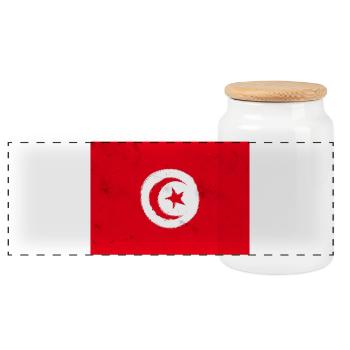 Drapeau de la Tunisie - Boîte à biscuits avec couvercle en bois - blanc - Devant
