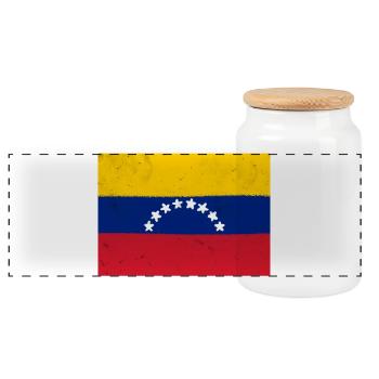 Drapeau du Venezuela - Boîte à biscuits avec couvercle en bois - blanc - Devant