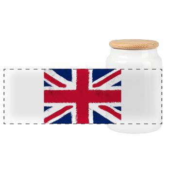 Flagge des Vereinigten Königreichs - Panorama Keksdose mit Holzdeckel - Weiß - Vorne