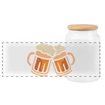 Beer Glass Toast - Comic and Cartoon Bachelor - Panoramic Cookie Jar with Wooden Lid - white - Front