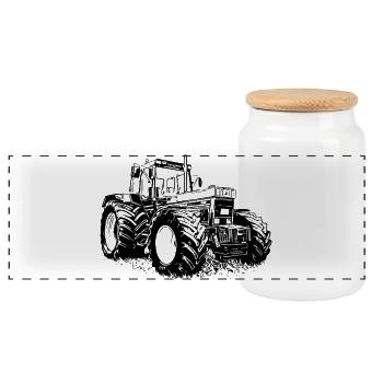 Steel Farm Soul - Panoramic Cookie Jar with Wooden Lid - white - Front