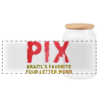 PIX - le mot de quatre lettres préféré du Brésil - Boîte à biscuits avec couvercle en bois - blanc - Devant