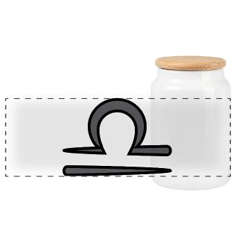 Libra Zodiac Sign Symbol Black & Gray - Panoramic Cookie Jar with Wooden Lid - white - Front