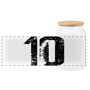 10 Number Leotard - Panoramic Cookie Jar with Wooden Lid - white - Front