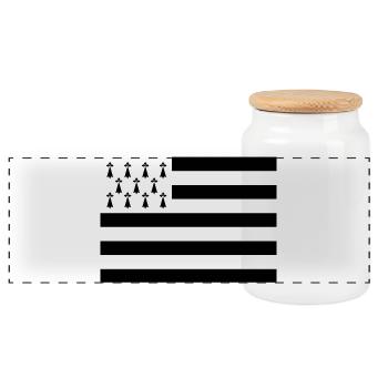 Gwenn ha Du | Drapeau de la Bretagne - Boîte à biscuits avec couvercle en bois - blanc - Devant