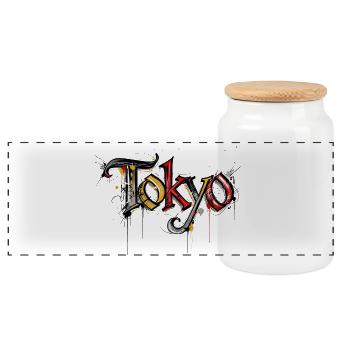 Tokyo - Panorama Keksdose mit Holzdeckel - Weiß - Vorne