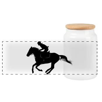 Cheval Élégant Silhouette Noire - Boîte à biscuits avec couvercle en bois - blanc - Devant