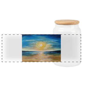 Reflet du coucher de soleil sur les eaux calmes - Boîte à biscuits avec couvercle en bois - blanc - Devant