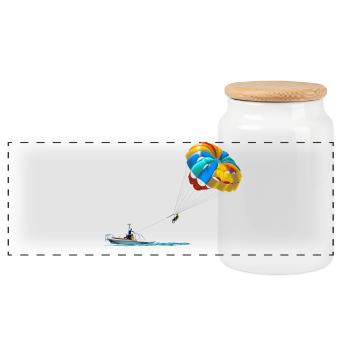 Parachute ascensionnel - Boîte à biscuits avec couvercle en bois - blanc - Devant