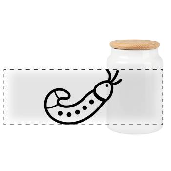 earthworm - Panoramic Cookie Jar with Wooden Lid - white - Front