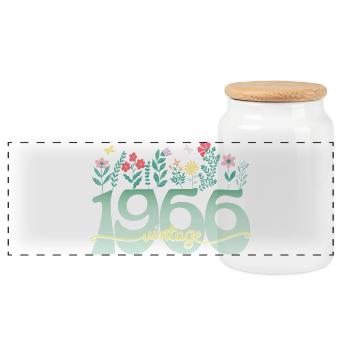 1966 Fleurs 60 Ans Anniversaire Femme - Boîte à biscuits avec couvercle en bois - blanc - Devant