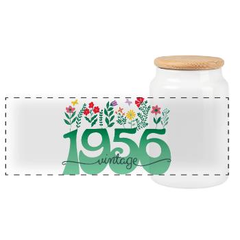 1956 Fleurs 70 Ans Anniversaire Femme - Boîte à biscuits avec couvercle en bois - blanc - Devant