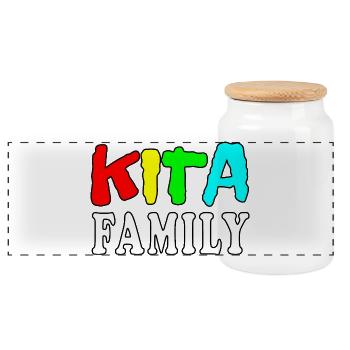 KITA Family - Panoramic Cookie Jar with Wooden Lid - white - Front