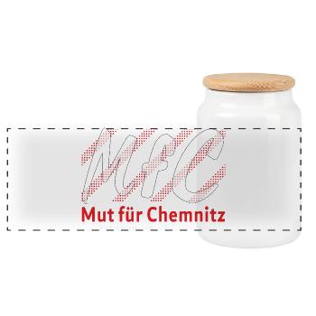 Chemnitz Courage for Chemnitz - Panoramic Cookie Jar with Wooden Lid - white - Front