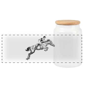 Equitation - Panoramic Cookie Jar with Wooden Lid - white - Front