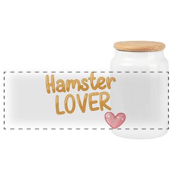 Hamster Design for Pet Lovers - Panoramic Cookie Jar with Wooden Lid - white - Front