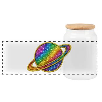 Glitzerndes Regenbogen-Galaxie-Design - Panorama Keksdose mit Holzdeckel - Weiß - Vorne