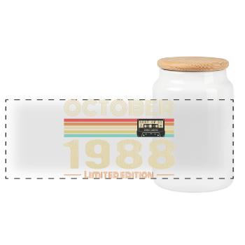Anniversaire octobre 1988 - Birthday october 1988 - Boîte à biscuits avec couvercle en bois - blanc - Devant