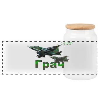 Sukhoi Su-25 - Boîte à biscuits avec couvercle en bois - blanc - Devant