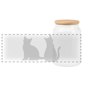 Katzen Rücken an Rücken Design - Panorama Keksdose mit Holzdeckel - Weiß - Vorne