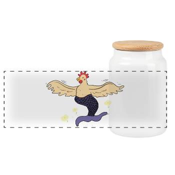 Joyeuse poule-sirène - Boîte à biscuits avec couvercle en bois - blanc - Devant
