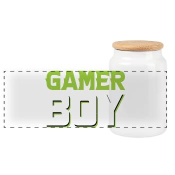 Garçon joueur - Boîte à biscuits avec couvercle en bois - blanc - Devant