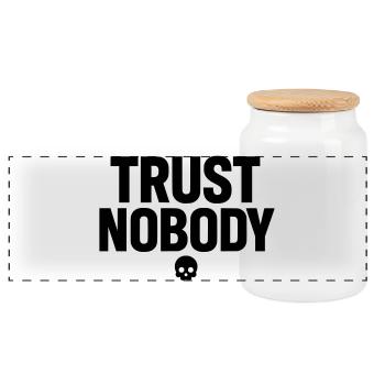 Trust Nobody - Panorama Keksdose mit Holzdeckel - Weiß - Vorne