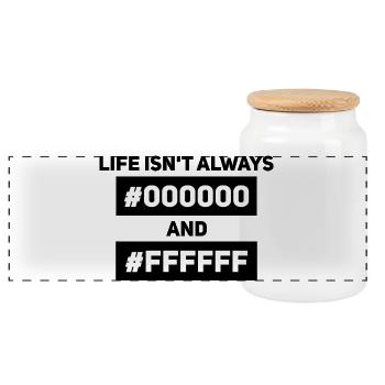 La vie n’est pas toujours #000000 et #FFFFFF – Informatique - Boîte à biscuits avec couvercle en bois - blanc - Devant