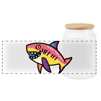 Requin Halloween Zombie - Boîte à biscuits avec couvercle en bois - blanc - Devant