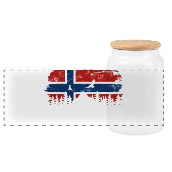 Norge - Norwegen Flagge - Urlaub Natur Geschenk - Panorama Keksdose mit Holzdeckel - Weiß - Vorne