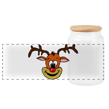 Rodolphe le renne joyeux - Boîte à biscuits avec couvercle en bois - blanc - Devant