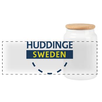 Huddinge Suède Panneau Circulaire - Boîte à biscuits avec couvercle en bois - blanc - Devant