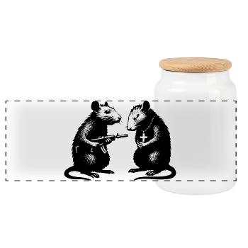Riot duo with weapon and cross - Panoramic Cookie Jar with Wooden Lid - white - Front