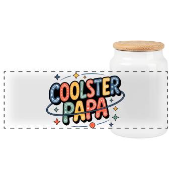 Coolster Dad Neon Retro - Panorama Keksdose mit Holzdeckel - Weiß - Vorne