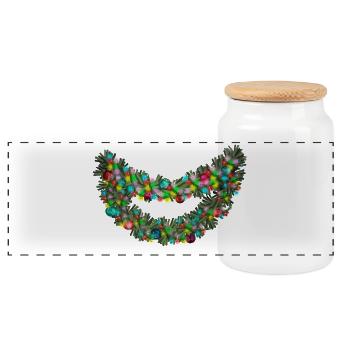 Tazz Talks | Joyful Neon Garland Smile - Panoramic Cookie Jar with Wooden Lid - white - Front