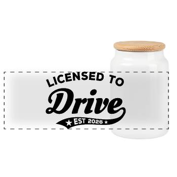 Permis de conduire 2026 - Permis de conduire - Boîte à biscuits avec couvercle en bois - blanc - Devant