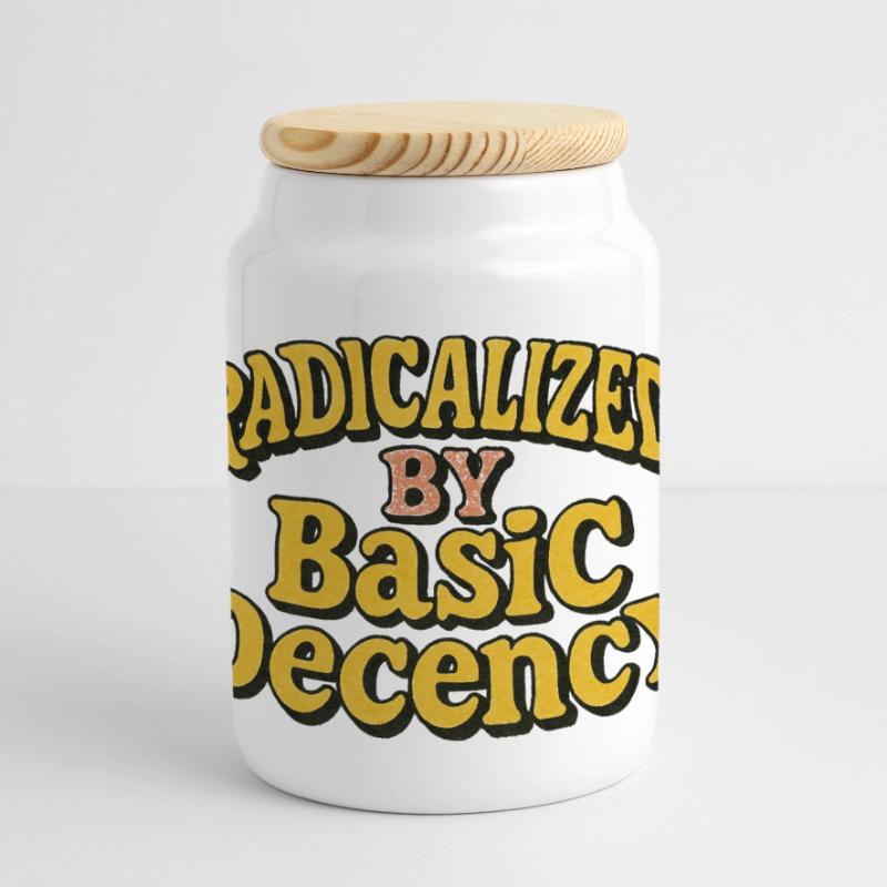 Radicalized by Basic Decency Panoramic Cookie Jar with Wooden Lid