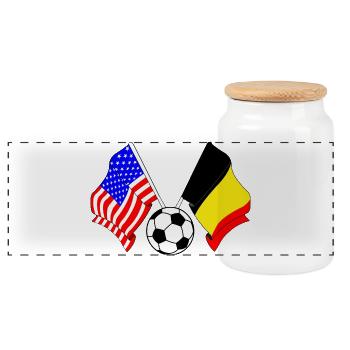 Fußball Belgien gegen die USA - Panorama Keksdose mit Holzdeckel - Weiß - Vorne